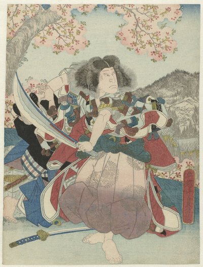Nakamura Utaemon IV como Oniwakamaru en la obra "Kiichi hôgen sanryaku no maki", Teatro Naka de Utagawa Sadamasu