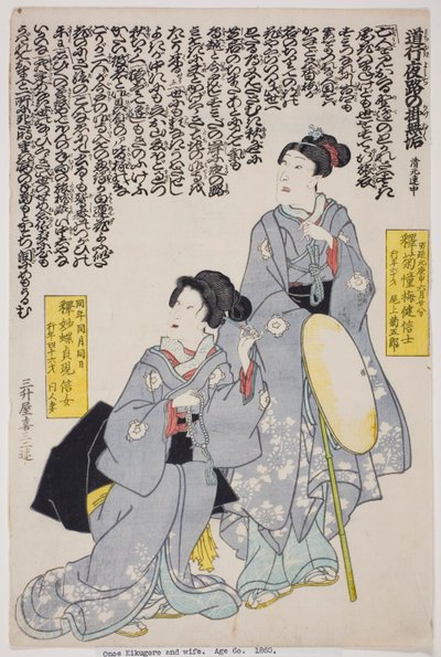 Retrato conmemorativo del actor Onoe Kikugoro IV y su esposa de Utagawa School