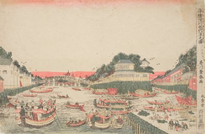 Uki-e: Brisa fresca bajo el puente Eitai en Fukagawa de Utagawa Toyoharu