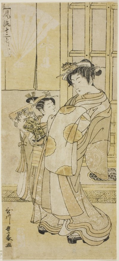 Cortesana y asistente de Utagawa Toyoharu