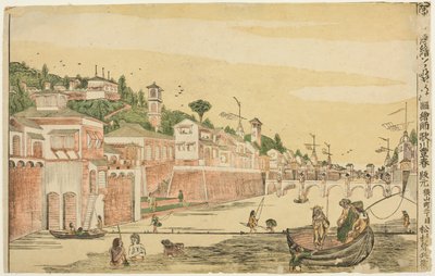 Pesca, de la serie "Imágenes de perspectiva holandesa" de Utagawa Toyoharu