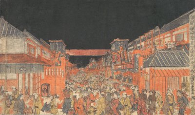 Sakaicho Fukiyacho Kaomise Yoshibai no Zu, ca. 1780 de Utagawa Toyoharu