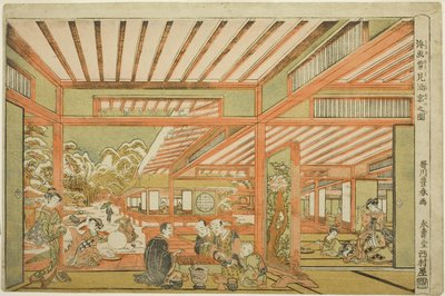 Entretenimiento de observación de la nieve, c.1771 de Utagawa Toyoharu