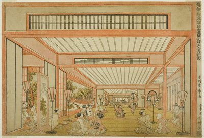 Vistas de salas de recepción en Japón - Entretenimientos en el Día de la Rata al estilo moderno de Utagawa Toyoharu
