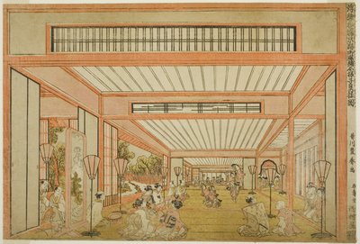Vistas de Salas de Recepción en Japón - Entretenimientos en el Día de la Rata al Estilo Moderno de Utagawa Toyoharu