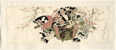 Una guerrera sosteniendo un hobby-caballo de Utagawa Toyohiro