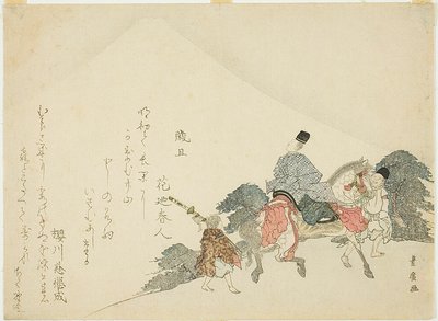 Contemplando el monte Fuji a caballo de Utagawa Toyohiro