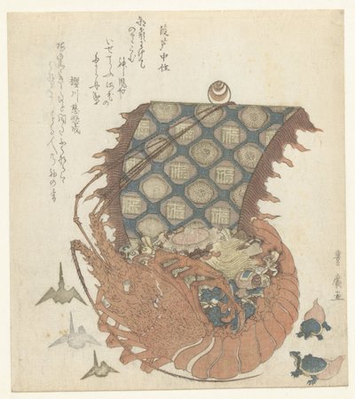 Langostino como takarabune. de Utagawa Toyohiro