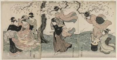 Cherry Blossoms in the Wind de Utagawa Toyokuni
