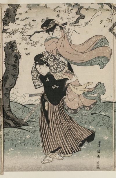 Flores de cerezo al viento de Utagawa Toyokuni