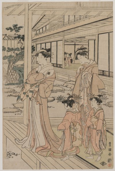Cortesana de Pie en una Veranda de Utagawa Toyokuni