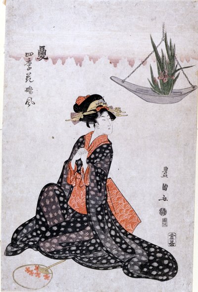 Flores de las cuatro estaciones frescas como chicas de Utagawa Toyokuni