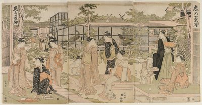 Visitantes a la Casa de Té Shika, principios de 1790 de Utagawa Toyokuni