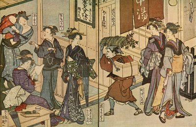 Mujeres y un sirviente masculino, 1802, 1924 de Utagawa Toyokuni
