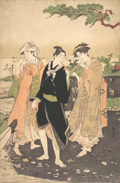 A lo largo de la orilla del mar en Futami de Utagawa Toyokuni I