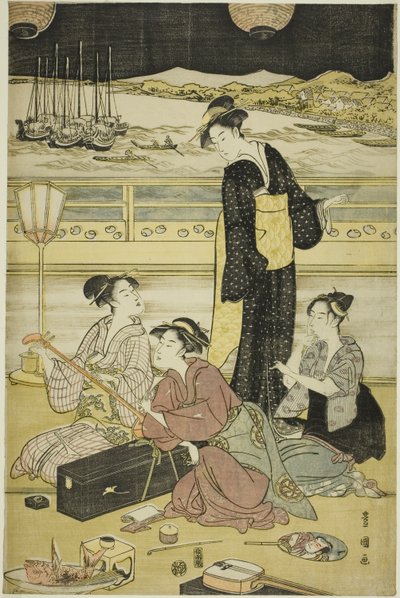 Fiesta nocturna en Shinagawa de Utagawa Toyokuni I