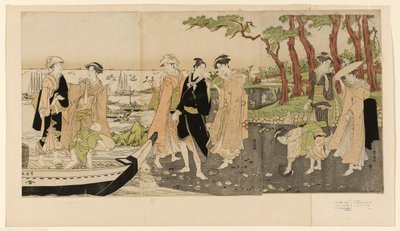 Recolectando mariscos en marea baja de Utagawa Toyokuni I