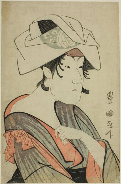 Nakayama Tomisaburo. Vestido como una Mujer con una Toalla en la Cabeza de Utagawa Toyokuni I