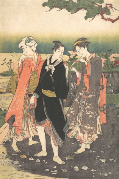 En la playa de Shinagawa en marea baja, ca. 1790-1825 de Utagawa Toyokuni I