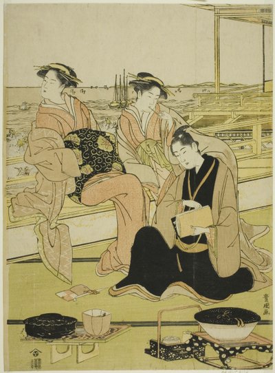 Vista de la bahía en Shinagawa de Utagawa Toyokuni I