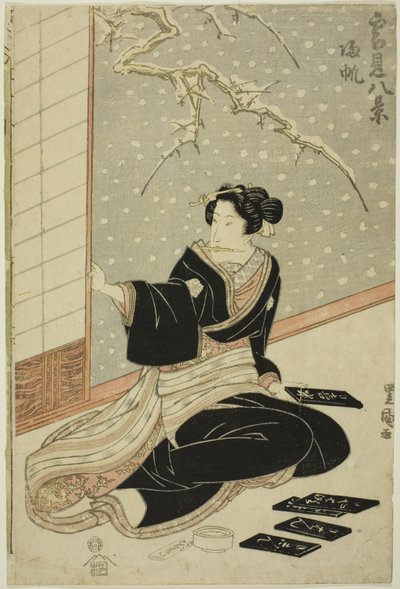 Velas de regreso (Kihan), de la serie "Ocho vistas de escenas de nieve (Yukimi hakkei)" de Utagawa Toyokuni I