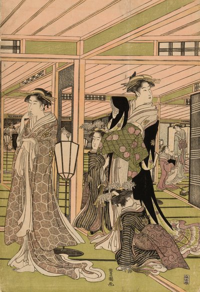 El salón de un burdel en el barrio del placer de Utagawa Toyokuni I