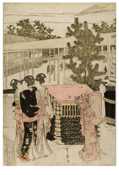 Peregrinación de Año Nuevo a Myohoji en Horinouchi, Edo, c.1804-1810 (xilografía sobre papel) de Utagawa and Toyokuni Utagawa Toyohiro