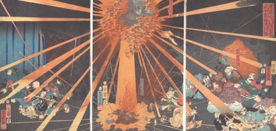 El fantasma de Akugenta vengándose de Nanba en la cascada de Nunobiki, 1856, 2º mes de Utagawa Yoshifusa