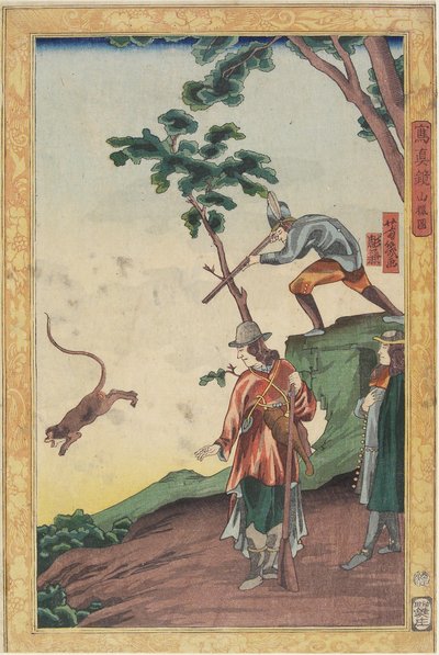 Escena de caza, enero de 1861 de Utagawa Yoshiiku