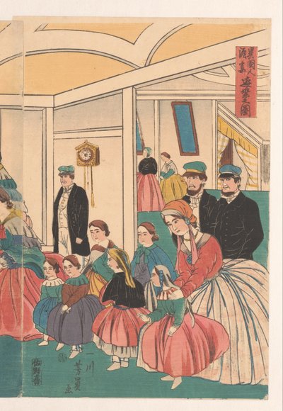Los extranjeros se divierten en un banquete. de Utagawa Yoshikazu