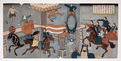Circo extranjero en Yokohama, pub. 1864 de Utagawa Yoshikazu