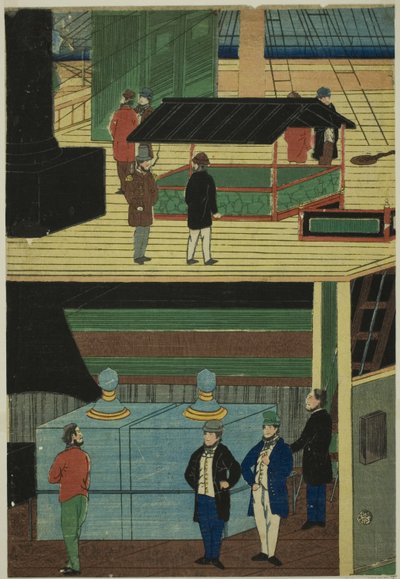 Interior de un barco de vapor americano de Utagawa Yoshikazu