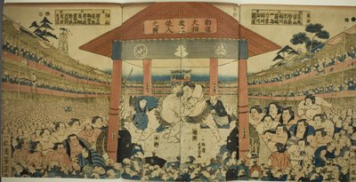 Desfile de luchadores para un partido de recaudación de fondos (Kanjin ozumo dohyo-iri no zu) de Utagawa Yoshimune