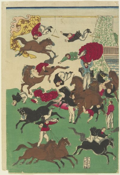 Acrobacias de circo, siglo XIX de Utagawa Yoshitora