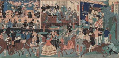 Extranjeros recorriendo Yokohama de Utagawa Yoshitora