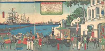 El puerto de Londres, Inglaterra, 2º mes, 1862 de Utagawa Yoshitora