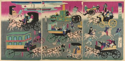 Vehículos en las Calles de Tokio (Tokyo orai kuruma zukushi) de Utagawa Yoshitora