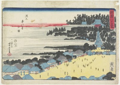 Vista del templo Hongan-ji en Ikegami de Utagawa Yoshitora