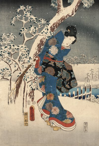 Impresión Ukiyo-e del Cuento de Genji por Kunisada y Hiroshige de Utagawa and Hiroshige  Kunisada