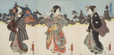 Escena de Genji monogatari (Cuento de Genji) de Murasaki Shibuku de Utagawa and Toyokuni Kuniyoshi