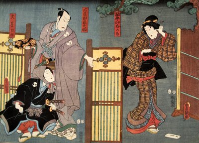 Escena de Genji monogatari (Cuento de Genji) de Murasaki Shibuku de Utagawa and Toyokuni Kuniyoshi