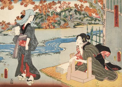 Escena de Genji monogatari (Cuento de Genji) de Murasaki Shibuku de Utagawa and Toyokuni Kuniyoshi