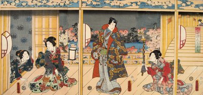 Escena de Genji monogatari (Cuento de Genji) de Murasaki Shibuku de Utagawa and Toyokuni Kuniyoshi