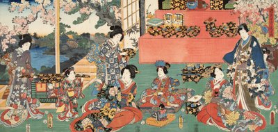 Escena de Genji monogatari (Cuento de Genji) de Murasaki Shibuku de Utagawa and Toyokuni Kuniyoshi