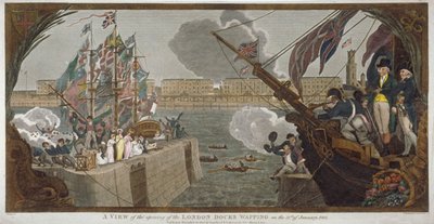 La inauguración de los muelles de Londres, Wapping, 1805 de V Woodthorpe