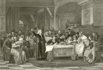 Colón ante Isabel (grabado) de Vaclav Brozik