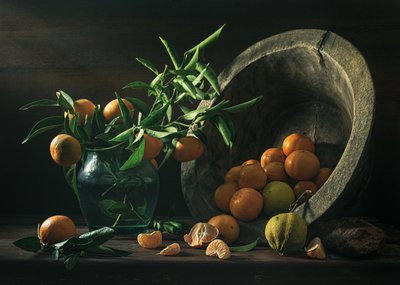 Naturaleza muerta rústica con mandarinas de Vadim Kulinsky