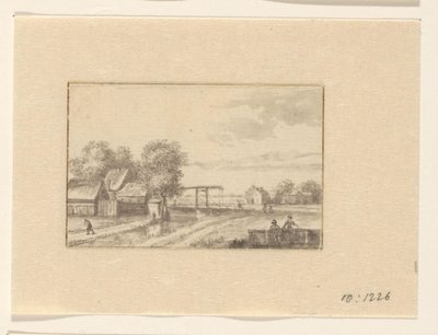 Paisaje con casas y un puente levadizo de Valentijn (possibly)