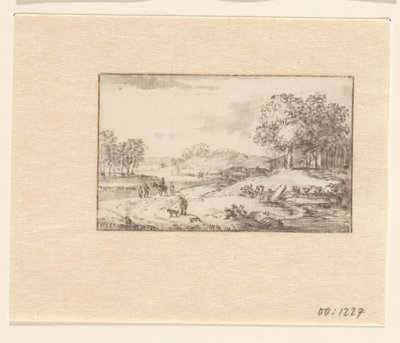 Paisaje con un jinete en un camino de tierra de Valentijn (possibly)
