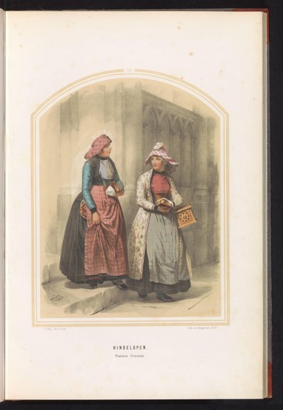 Traje tradicional de Hindeloopen en Friesland, 1857 Obstáculo. Provincia de Friesland / II (título sobre objeto) de Valentijn Bing